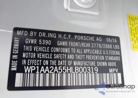 2017 Porsche Macan from USA, damaged, VIN WP1AA2A55HLB00319